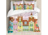 Abakuhaus Copripiumino Vintage, Case Retrò Digitali, Antiacaro, Adatto A Chi Soffre Di Allergie, Con Federe, 155 Cm X 220 Cm - 80 X 80 Cm, Multicolore