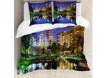 Abakuhaus Copripiumino Stadt, North Carolina America, Antiacaro, Adatto A Chi Soffre Di Allergie, Con Federe, 155 Cm X 220 Cm - 80 X 80 Cm, Multicolore