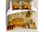 Copripiumino Abakuhaus Retro, Tema Impero Romano, Antiacaro, Adatto A Chi Soffre Di Allergie, Con Federe, 155 Cm X 220 Cm - 80 X 80 Cm, Arancione Marrone