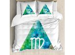 Abakuhaus Copripiumino Jungfrau, Ispirazione Culturale, Antiacaro, Adatto A Chi Soffre Di Allergie, Con Federe, 155 Cm X 220 Cm - 80 X 80 Cm, Verde Mare, Blu, Bianco