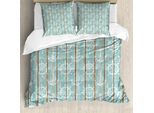 Abakuhaus Copripiumino Nautico, Elementi Marini In Legno, Antiacaro, Adatto A Chi Soffre Di Allergie, Con Federe, 155 Cm X 220 Cm - 80 X 80 Cm, Turchese Cacao Bianco