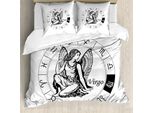 Abakuhaus Copripiumino Jungfrau, Elementi Dell'oroscopo Zodiacale, Antiacaro, Adatto A Chi Soffre Di Allergie, Con Federe, 155 Cm X 220 Cm - 80 X 80 Cm, Bianco E Nero