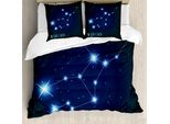Abakuhaus Copripiumino Jungfrau, Constellation Stelle, Antiacaro, Adatto A Chi Soffre Di Allergie, Con Federe, 155 Cm X 220 Cm - 80 X 80 Cm, Blu Indaco E Bianco