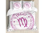Abakuhaus Copripiumino Jungfrau, Oroscopo Colorato Rosa, Antiacaro, Adatto A Chi Soffre Di Allergie, Con Federe, 155 Cm X 220 Cm - 80 X 80 Cm, Rosa, Bianco,