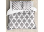 Abakuhaus Copripiumino Grigio E Bianco, Damasco Geometrico, Antiacaro, Adatto A Chi Soffre Di Allergie, Con Federe, 200 Cm X 200 Cm - 80 X 80 Cm, Grigio Chiaro E Bianco