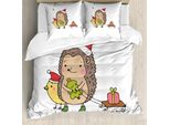 Abakuhaus Copripiumino Igel, Uccellino E Albero Cartoon, Antiacaro, Adatto A Chi Soffre Di Allergie, Con Federe, 200 Cm X 200 Cm - 80 X 80 Cm, Multicolore