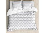 Abakuhaus Copripiumino Grigio E Bianco, Motivo Geometrico A Zigzag, Antiacaro, Adatto A Chi Soffre Di Allergie, Con Federe, 200 Cm X 200 Cm - 80 X 80 Cm, Grigio Chiaro Bianco