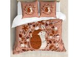 Abakuhaus Copripiumino Igel, Elementi Autunnali Pine, Antiacaro, Adatto A Chi Soffre Di Allergie, Con Federe, 155 Cm X 220 Cm - 80 X 80 Cm, Coral Brown