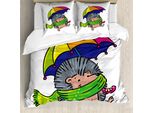 Abakuhaus Copripiumino Igel, Sorrisi Animali Spikes, Antiacaro Adatto A Chi Soffre Di Allergie Con Federe, 155 Cm X 220 Cm - 80 X 80 Cm, Multicolore
