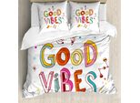Abakuhaus Good Vibes Set Copripiumino Per Letti Matrimoniali, Bambini Allegri E Colorati, Antiacaro, Adatto A Chi Soffre Di Allergie, Con Federe, Multicolore