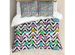 Abakuhaus Good Vibes Set Copripiumino Per Letti Matrimoniali, Motivo A Zigzag Colorato E Grazioso, Antiacaro, Adatto A Chi Soffre Di Allergie, Con Federe, Multicolore