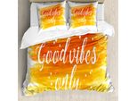 Abakuhaus Riposo Copripiumino, Acquerello Moderno, Antiacaro, Adatto A Chi Soffre Di Allergie, Con Federe, 200 Cm X 200 Cm - 80 X 80 Cm, Arancione Giallo Bianco