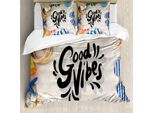 Abakuhaus Good Vibes Set Copripiumino Per Letti Matrimoniali, Tema Spiaggia, Antiacaro, Adatto A Chi Soffre Di Allergie, Con Federe, Multicolore