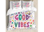 Abakuhaus Riposo Copripiumino, Word Art Positive, Antiacaro, Adatto A Chi Soffre Di Allergie, Con Federe, 155 Cm X 220 Cm - 80 X 80 Cm, Multicolore