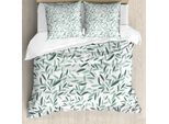 Abakuhaus Copripiumino Salvia, Foglie Giardino Estivo, Antiacaro Adatto A Chi Soffre Di Allergie Con Federe, 200 Cm X 200 Cm - 80 X 80 Cm, Verde Reseda Bianco