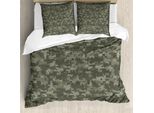 Abakuhaus Set Copripiumino Mimetico Per Letti Matrimoniali, Dark Forest, Antiacaro, Adatto A Chi Soffre Di Allergie, Con Federe, Verde Militare, Verde Salvia