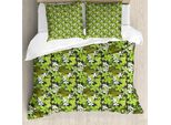 Abakuhaus Copripiumino Salvia, Foglie Vintage Nostalgiche, Antiacaro, Adatto A Chi Soffre Di Allergie, Con Federe, 155 Cm X 220 Cm - 80 X 80 Cm, Verde, Nero, Bianco