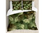 Abakuhaus Copripiumino Salvia, Geometric Fractal Camo, Antiacaro, Adatto A Chi Soffre Di Allergie, Con Federe, 200 Cm X 200 Cm - 80 X 80 Cm, Marrone E Verde