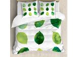 Abakuhaus Copripiumino Salvia, Acquerello Foglie Fresche, Antiacaro Adatto A Chi Soffre Di Allergie Con Federe, 155 Cm X 220 Cm - 80 X 80 Cm, Verde Bianco