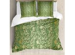 Abakuhaus Copripiumino Verde E Giallo, Motivi Floreali, Antiacaro, Adatto A Chi Soffre Di Allergie, Con Federe, 200 Cm X 200 Cm - 80 X 80 Cm, Verde Giallo