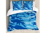 Abakuhaus Copripiumino Mimetico, Aquatic Summary, Antiacaro, Adatto A Chi Soffre Di Allergie, Con Federe, 155 Cm X 220 Cm - 80 X 80 Cm, Azzurro Pallido Blu Navy