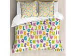 Abakuhaus Abc Copripiumino, Lettere Dell'alfabeto Abc, Antiacaro, Adatto A Chi Soffre Di Allergie, Con Federe, 200 Cm X 200 Cm - 80 X 80 Cm, Multicolore