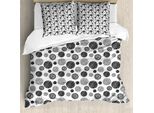 Abakuhaus Copripiumino Astratto, Circular Doodles Dots, Antiacaro, Adatto A Chi Soffre Di Allergie, Con Federe, 200 Cm X 200 Cm - 80 X 80 Cm, Bianco E Nero