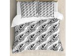 Abakuhaus Copripiumino Astratto, Motivo Pelle Animale, Antiacaro, Adatto A Chi Soffre Di Allergie, Con Federe, 200 Cm X 200 Cm - 80 X 80 Cm, Bianco E Nero