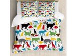 Abakuhaus Copripiumino Per Gatti, Gatti E Cani Colorati, Antiacaro, Adatto A Chi Soffre Di Allergie, Con Federe, 200 Cm X 200 Cm - 80 X 80 Cm, Multicolore