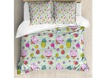 Abakuhaus Copripiumino Gatto, Gatto Sorridente Maneki Neko, Antiacaro, Adatto A Chi Soffre Di Allergie, Con Federe, 200 Cm X 200 Cm - 80 X 80 Cm, Multicolore