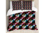 Abakuhaus Copripiumino Astratto, Vibrant Traditional, Antiacaro, Adatto A Chi Soffre Di Allergie, Con Federe, 155 Cm X 220 Cm - 80 X 80 Cm, Multicolore