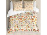 Copripiumino Abakuhaus Retro, Fiori E Uccellini Canterini, Antiacaro, Adatto A Chi Soffre Di Allergie, Con Federe, 200 Cm X 200 Cm - 80 X 80 Cm, Multicolore