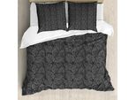 Abakuhaus Copripiumino Astratto, Foglie Flora Elaborata, Antiacaro Adatto A Chi Soffre Di Allergie Con Federe, 155 Cm X 220 Cm - 80 X 80 Cm, Bianco E Nero