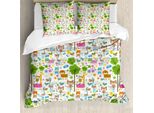 Copripiumino Abakuhaus Zoo, Animali Felici Della Giungla-Zoo, Antiacaro, Adatto A Chi Soffre Di Allergie, Con Federe, 155 Cm X 220 Cm - 80 X 80 Cm, Multicolore