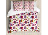 Abakuhaus Copripiumino Con Pesci, Strisce Vivaci, Antiacaro, Adatto A Chi Soffre Di Allergie, Con Federe, 155 Cm X 220 Cm - 80 X 80 Cm, Multicolore