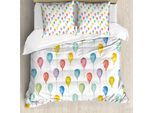Abakuhaus Set Copripiumino Festivo Per Letti Matrimoniali, Palloncini Acquerellati Volanti, Antiacaro, Adatto A Chi Soffre Di Allergie, Con Federe, Multicolore