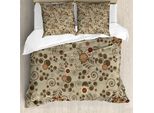 Abakuhaus Copripiumino Grunge, Curve E Pois, Antiacaro, Adatto A Chi Soffre Di Allergie, Con Federe, 200 Cm X 200 Cm - 80 X 80 Cm, Tan Redwood Pale Brown