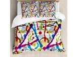 Abakuhaus Copripiumino Grunge, Splash Colorato, Antiacaro, Adatto A Chi Soffre Di Allergie, Con Federe, 155 Cm X 220 Cm - 80 X 80 Cm, Multicolore