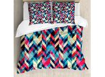 Abakuhaus Copripiumino Grunge, Hipster Zigzag Chevron, Antiacaro, Adatto A Chi Soffre Di Allergie, Con Federe, 200 Cm X 200 Cm - 80 X 80 Cm, Multicolore
