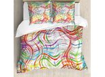 Abakuhaus Copripiumino Grunge, Strisce Colorate Ondulate, Antiacaro, Adatto A Chi Soffre Di Allergie, Con Federe, 155 Cm X 220 Cm - 80 X 80 Cm, Multicolore