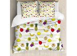 Abakuhaus Copripiuma Frutta, Estate Cibo Fresco, Antiacaro Adatto A Chi Soffre Di Allergie Con Federe, 155 Cm X 220 Cm - 80 X 80 Cm, Viola, Giallo, Rubino