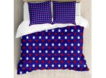 Abakuhaus Usa Copripiumino, Design Natalizio, Antiacaro, Adatto A Chi Soffre Di Allergie, Con Federe, 155 Cm X 220 Cm - 80 X 80 Cm, Blu Scuro, Rosso, Bianco