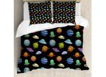 Abakuhaus Copripiumino, Ufo E Planet, Antiacaro, Adatto A Chi Soffre Di Allergie, Con Federe, 200 Cm X 200 Cm - 80 X 80 Cm, Multicolore