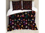 Abakuhaus Copripiumino, Pianeti Alieni E Ufo, Antiacaro, Adatto A Chi Soffre Di Allergie, Con Federe, 200 Cm X 200 Cm - 80 X 80 Cm, Multicolore