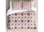 Abakuhaus Usa Copripiumino, Cupcake Con Bandierine, Antiacaro, Adatto A Chi Soffre Di Allergie, Con Federe, 200 Cm X 200 Cm - 80 X 80 Cm, Beige, Blu Navy, Rosso