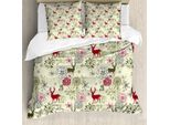 Abakuhaus Copripiumino Invernale, Deer Fiori Natale, Antiacaro Adatto A Chi Soffre Di Allergie Con Federe, 200 Cm X 200 Cm - 80 X 80 Cm, Verde Oliva Verde Chiaro