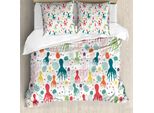 Abakuhaus Copripiumino Con Motivo Calamaro, Tema Animali Marini, Antiacaro, Adatto A Chi Soffre Di Allergie, Con Federe, 155 Cm X 220 Cm - 80 X 80 Cm, Multicolore
