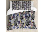 Abakuhaus Copripiumino Egiziano, Vintage Mystical Cat, Antiacaro, Adatto A Chi Soffre Di Allergie, Con Federe, 155 Cm X 220 Cm - 80 X 80 Cm, Multicolore