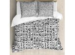 Abakuhaus Copripiumino Egiziano, Lingua Geroglica, Antiacaro, Adatto A Chi Soffre Di Allergie, Con Federe, 200 Cm X 200 Cm - 80 X 80 Cm, Bianco E Nero