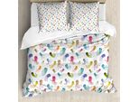 Abakuhaus Copripiumino Con Motivo A Calamari, Stile Cartone Animato Marittimo, Antiacaro E Anallergico, Con Federe, 155 Cm X 220 Cm - 80 X 80 Cm, Multicolore